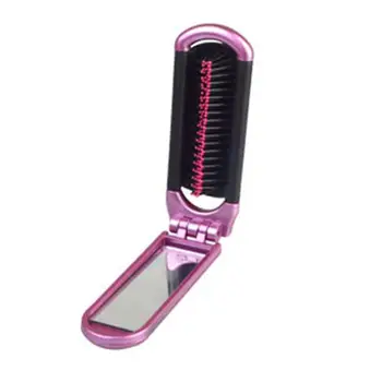 

Portable Mini Hair Folding Mirror Comb Rectangle Travel Brush Massage