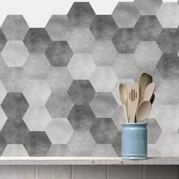 

Hot Limestone Floor Stickers Kitchen Bathroom Waterproof Wear-resistant Removable Hexagonal Sticker Mural Home Decoration Supply