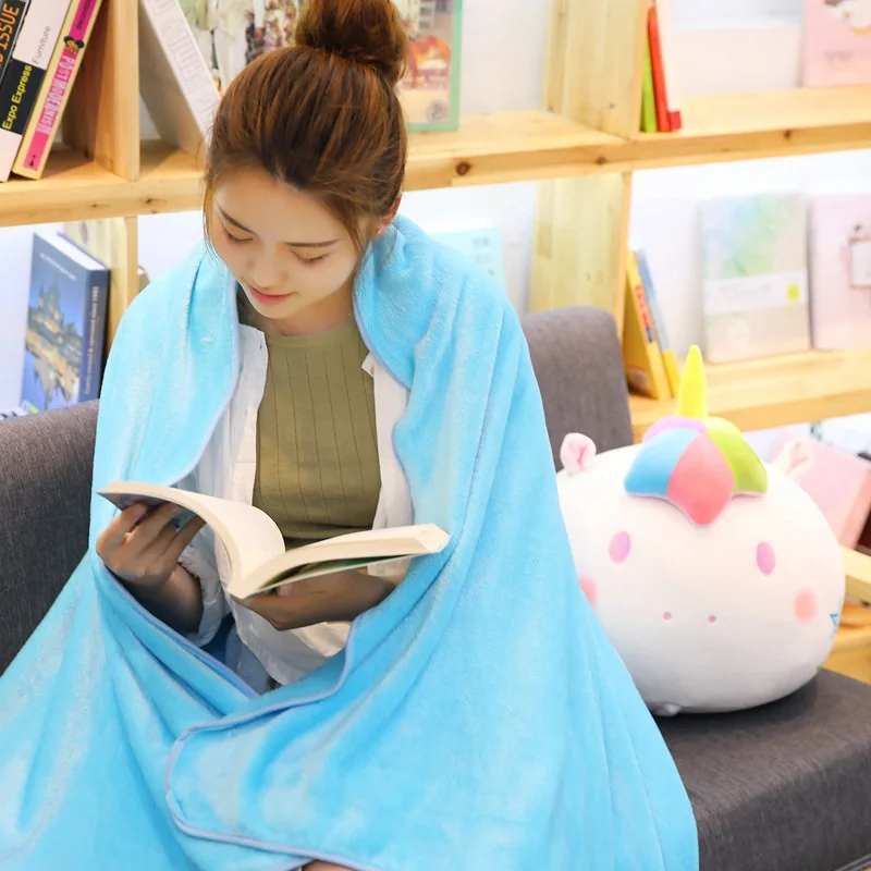 

Unicorn Pillow Blanket Dual Purpose Creative Cushion Back Cushion Multi-functional Cool Cute Airable Cover Siesta Blanket