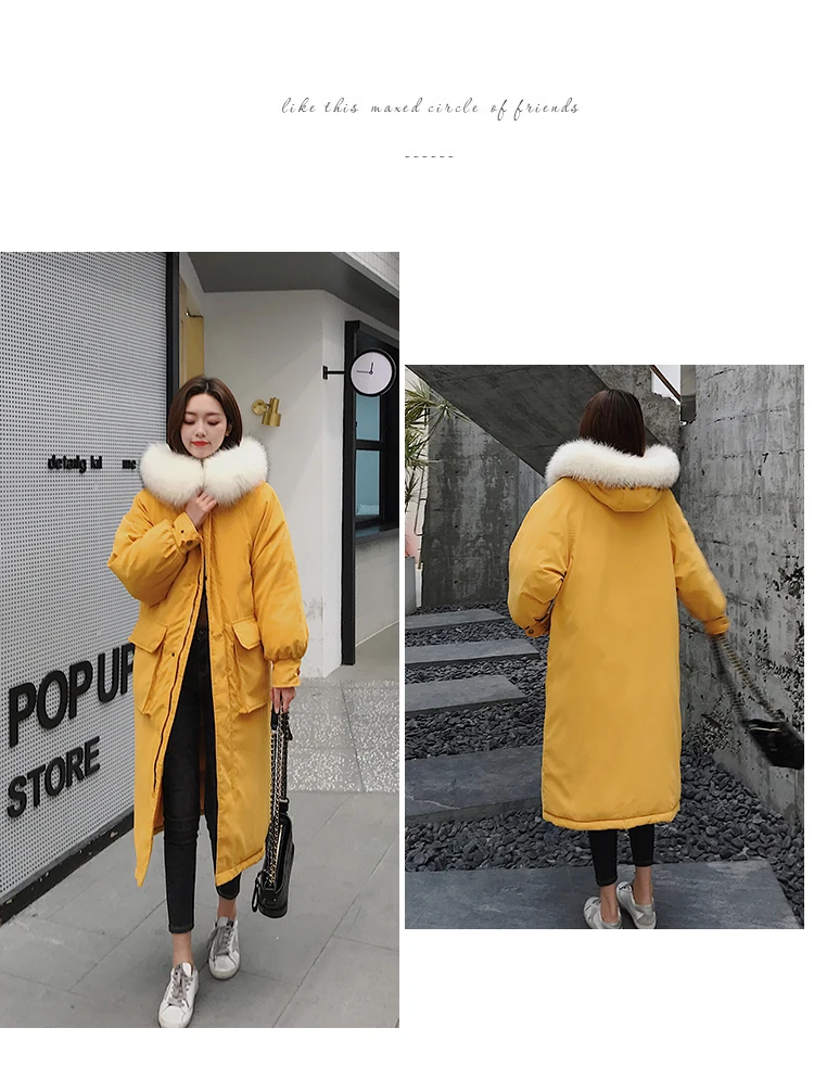 Kemai Photo Shoot, стиль, пуховик, хлопковая стеганая одежда, женский корейский стиль, длинный большой меховой воротник, хлопковый стеганый сгусток