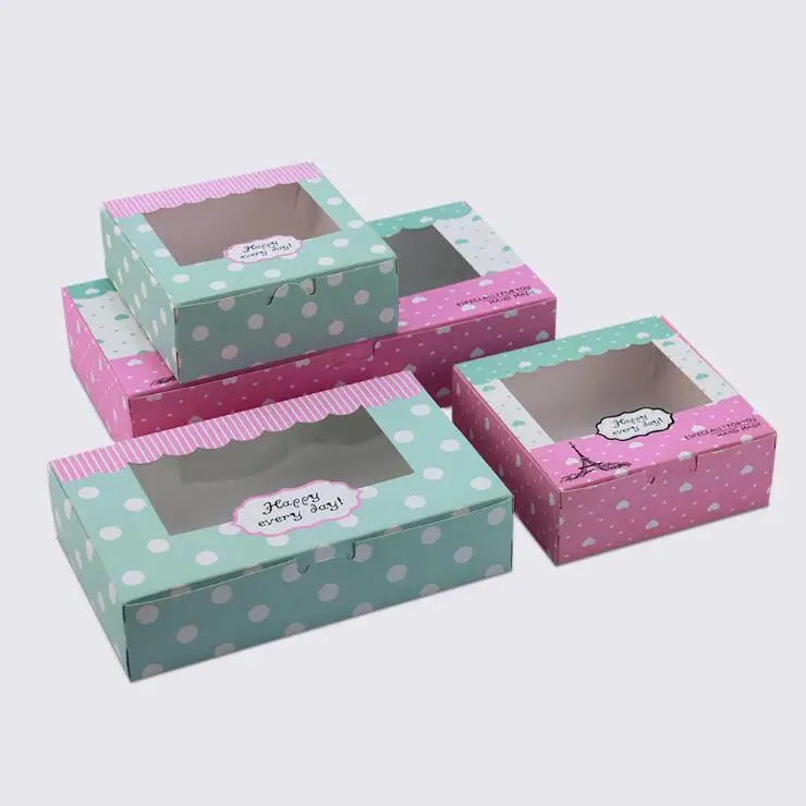 

50pcs Kraft Window Box Cookie Paper Box Handmade Cheese Cake Paper Boxes Container Gift Packaging Wedding Favor Box