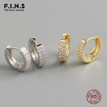 

F.I.N.S Luxury Classic S925 Sterling Silver Cubic Zircon Small Round Earring Hoops Shining Wedding Fine Jewelry for Women Gifts