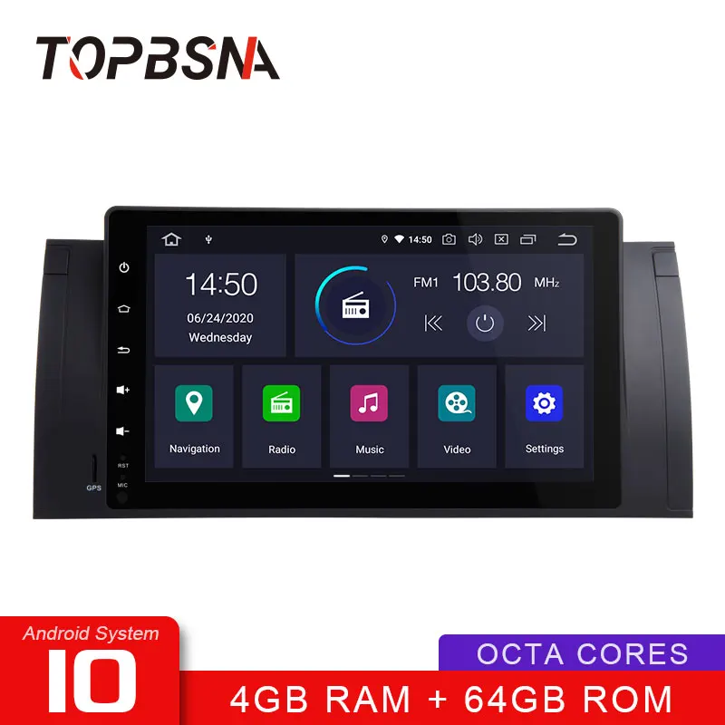 Автомобильный мультимедийный плеер TOPBSNA проигрыватель на Android 10 с Wi-Fi GPS для BMW E39 E53