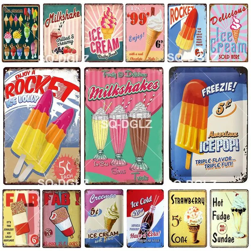 Milkshakes жестяная вывеска металлическая винтажное украшение для бара мороженое