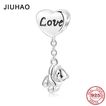 

925 Sterling Silver Charms clever playful bear Pendants Beads Mother's Day gift jewelry Fit Original JIUHAO Charm Bracelet