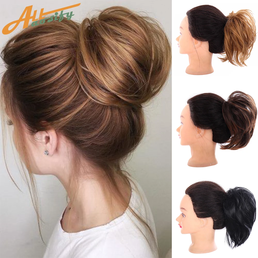

Synthetic Flexible Hair Messy Buns Curly Scrunchie Chignon Elastic Messy Wavy Scrunchies Wrap For Ponytail Extensions For Women