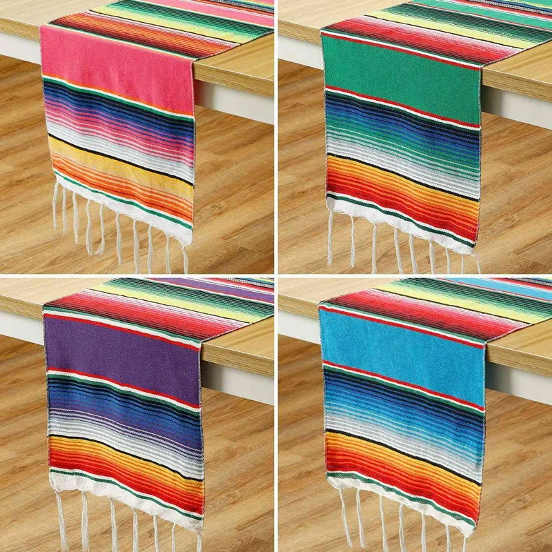 Мексиканский Serape настольная дорожка s Serape мексиканский стол одеяло бахрома хлопок настольная дорожка для пикников на открытом воздухе столовая Свадебная вечеринка De