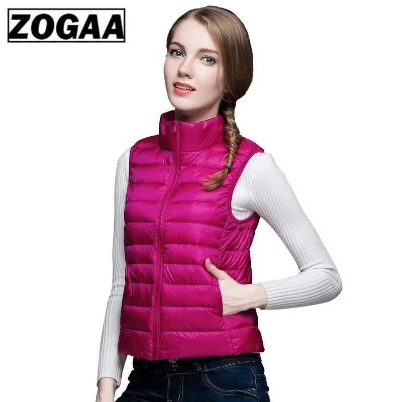 

ZOGAA Womens Parkas Vest 90% White Duck Ultra Light Down Vest Solid Slim Outerwear Vest Winter Warm Short Jacket Vest 12 Colors