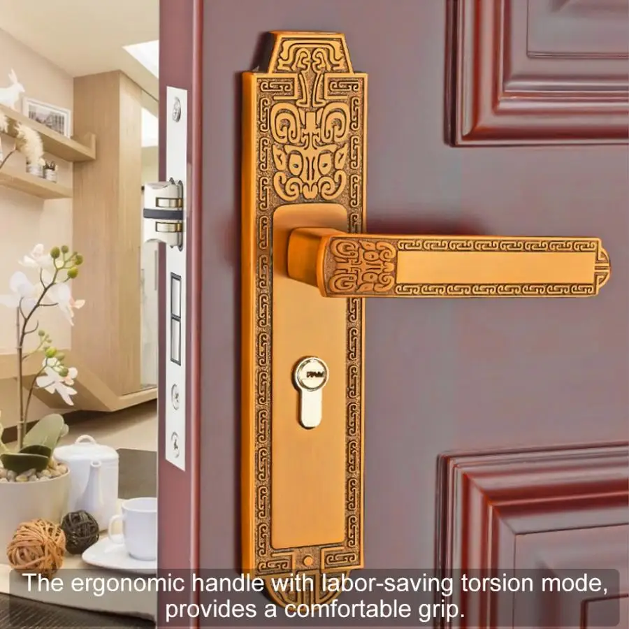 

door lock European Bedroom Aluminum Alloy Inside Mechanical Door Home Silent Lock with Keys smart door lock