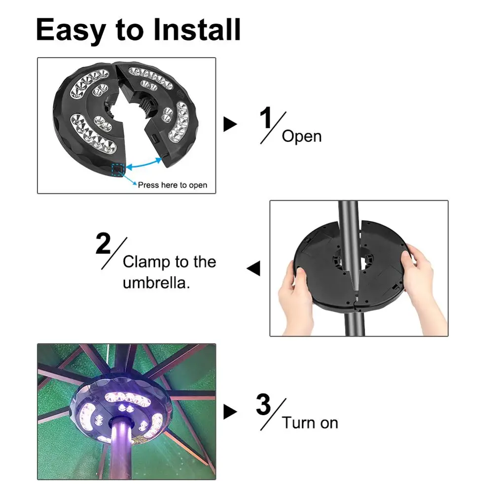 28LED Patio Umbrella Light 3 Mode Outdoor Camping Light Night Tent Patio Garden Emergency With Auto-Adjustable Clamp patio umbrella lights