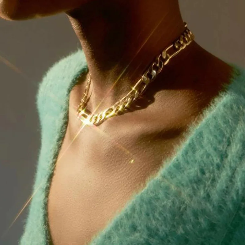 Punk Hip Hop Curb Cuban Thick Short Choker Necklace Men Simple Minimalist Chunky Collar Women Jewelry Party | Украшения и