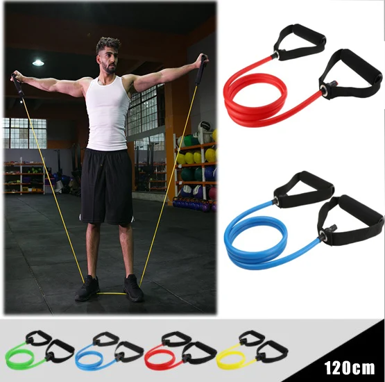 

120cm Yoga Pull Rope Resistance Bands with Handles Elastic Bands Expander Training Band for Home Workouts Strength Training D30