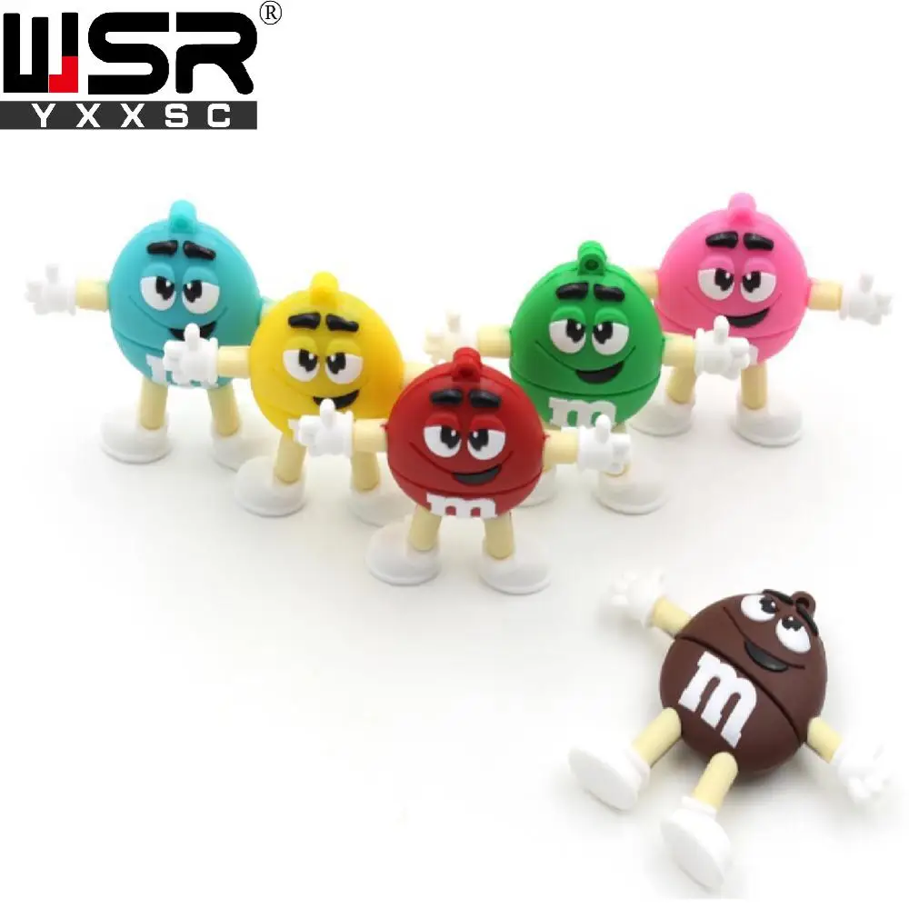 Cute Cartoon M M usb2 0 pen drive 32gb real capacity 128gb waterproof usb memory stick 4