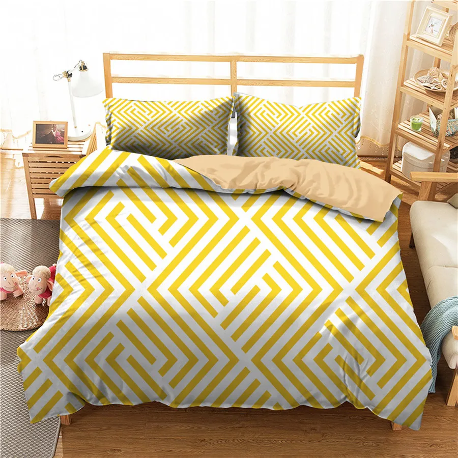 

A Bedding Set 3D Printed Duvet Cover Bed Set Geometric Plaid Home Textiles for Adults Bedclothes with Pillowcase #GZ14
