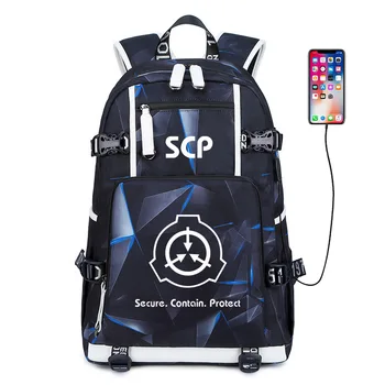 

SCP Cosplay Oxford Backpack Luminous USB Charging Student School Shoulder Bag Teentage Laptop Travel Rucksack Gift Mochila