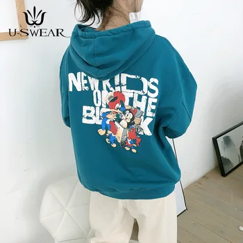 

2020 Spring New Hooded Sweater Sweater Ins Loose Printed Jacket Coat Female Student Clothing Sweatshirt Women Tops Loose Casual