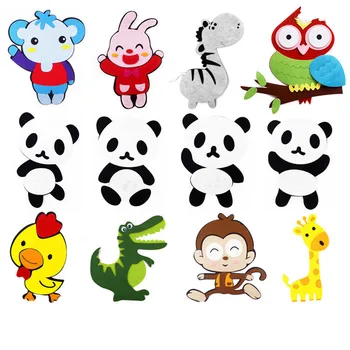 

1pc Non-woven Cartoon Animal Owl Monkey Zebra Cutting felt Craft DIY Wall Sticker For Kids Toy Room Home Kindergarten Decoration