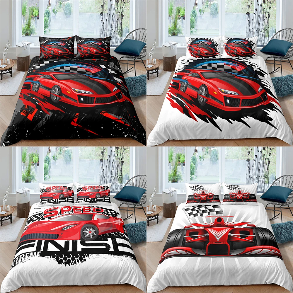 

Racing Car 3D Bedding Set Luxury Duvet Cover Set Comforter And Pillowcase Queen King Queen Double Single Size Home Texitles