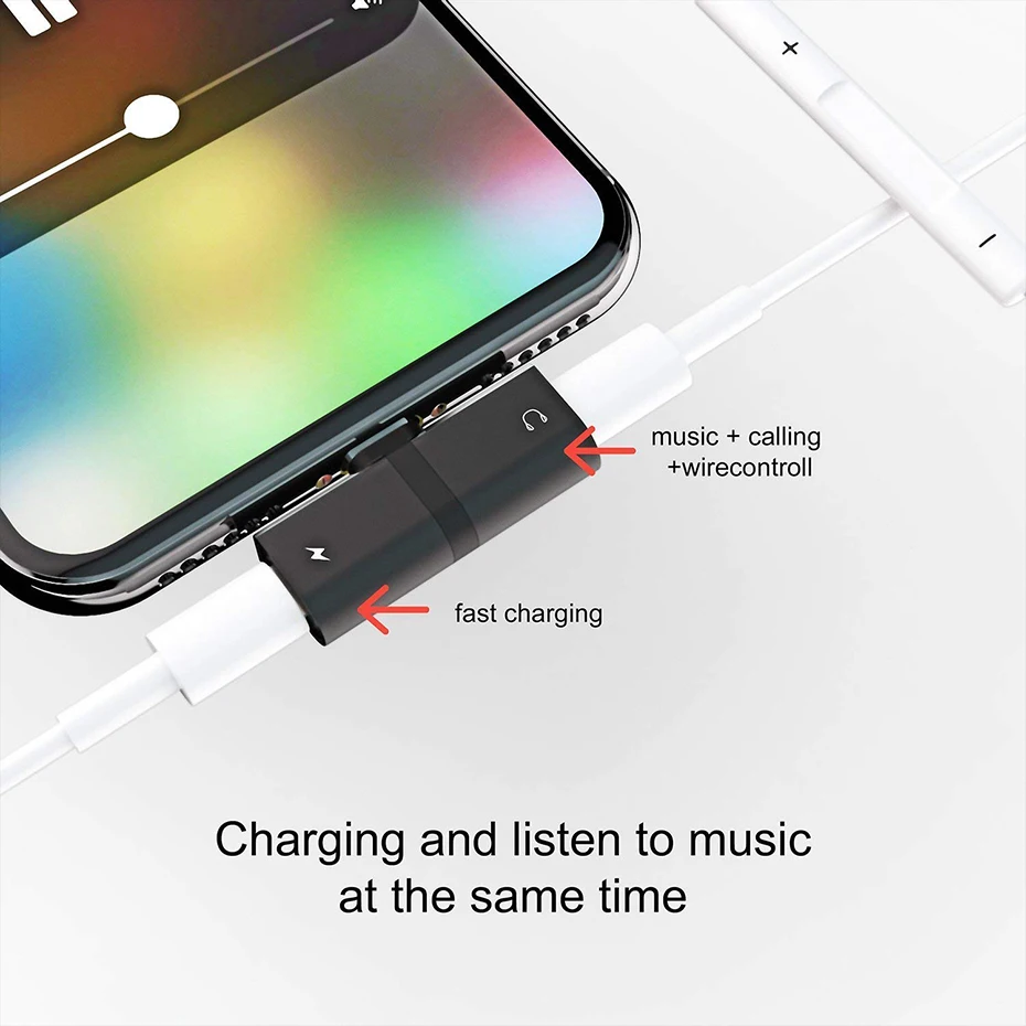 ROXGOCT 2 в 1 двойной аудио зарядки адаптер сплиттер для iPhone 11X10 7 8 Plus Pro Наушники зарядки AUX разъем конвертер