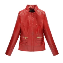 Женское пальто из искусственной кожи красного, зеленого, черного цвета, L-7XL размера плюс, короткая приталенная байкерская куртка из искусственной кожи, весенняя и осенняя новая модная одежда LR742