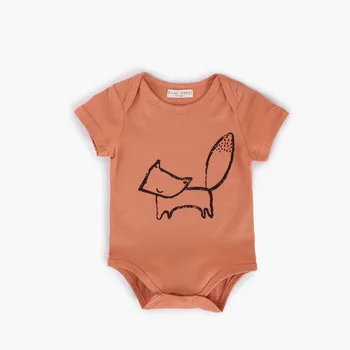 

Newborn Short Sleeve Romper Cotton Baby Fox Print Summer