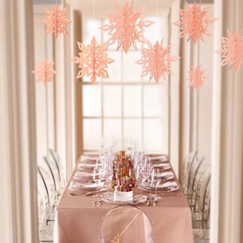 6 Sizes 3D Hanging Bedroom Home Decoration Paper Snowflake For Christmas Tree New Year 15cm-25cm
