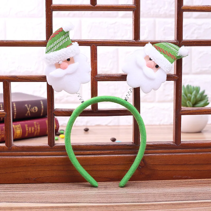santa green Модная Рождественская шапка, рождественские горячие украшения для дома, повязка на голову, Санта, рождественские вечерние украшения для выступлений, двойная лента для волос, застежка, обруч, подарок - Цвет: santa green