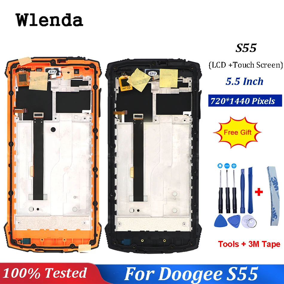 

For Doogee S55 LCD Display+Touch Screen With Frame Assembly Repair Part 5.5 inch Phone Accessories For Doogee S55 Cellphone Part