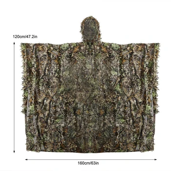

Windproof Breathable Linen 1pc Cloak Camouflage Leaf Clothe Military Hooded Cape