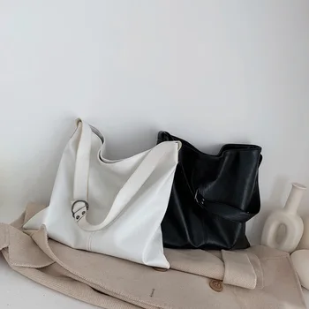 

Fashion Women Shoulder Bags Pu Leather Solid Color High Capacity Handbag For Woman Ladies Casual Retro Tote Bags Bolso De Hombro