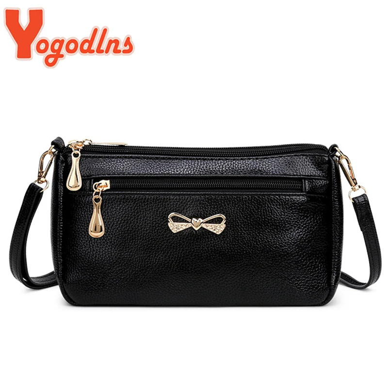 Soft PU Leather Crossbody Bag For Women Bowknot Shoulder Bag Multifunction Messenger Bag New Small Lady Handbag Bo