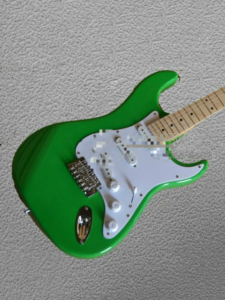 Big Discount  Top quality FDST-1089 Apple green coloe solid body white pickguard maple fretboard electric guitar  