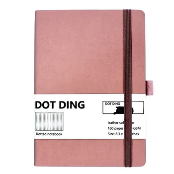 

School Office 100 GSM Leather Softcover Dotted Notebook Ivory White Paper Travel Handmade Gift Stationery Planner A5 Size Diary