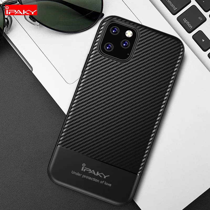 IPAKY 11pro max силиконовый чехол Роскошный мягкий ТПУ/углеродное волокно задняя крышка для apple iphone 11 pro max противоударные телефонные чехлы
