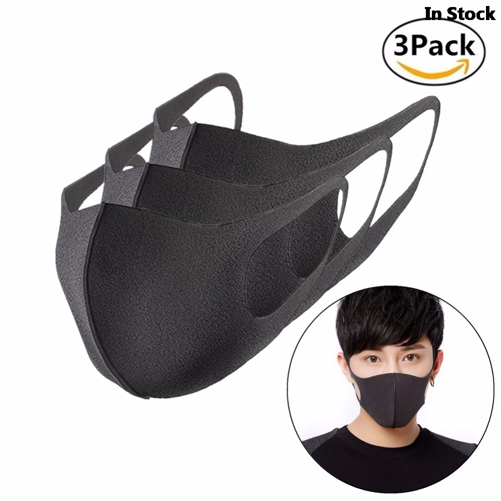

Adult Anti Flu Windproof Mouth Mask 3D Fashion Black Color Reusable Earloop Washable Dust Soft Breathable Anti-virus Face Mask