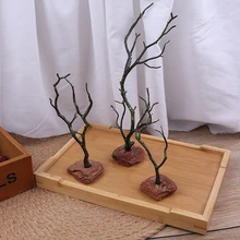 1 шт. дзен сад пластик сухое дерево декор песок лоток миниатюры модель украшения дома