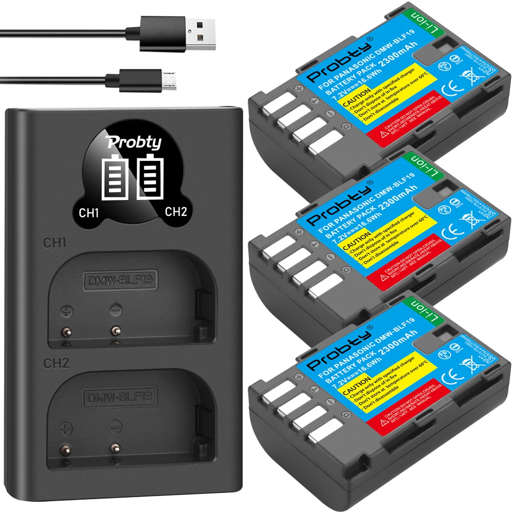3 Pezzi Dmw-Blf19E Dmw-Blf19Pp Blf19E Batteria + Led Caricatore Doppio Per Panasonic Lumix Gh3 Gh4 Gh5 Dmc-Gh3 Dmc-Gh4 Dmc-Gh5 G