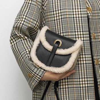 

Fashion Autumn and Winter New Women's Bag Imported Lamb Hair Portable Leather Female Tote Shoulder Messenger Slung Handbag