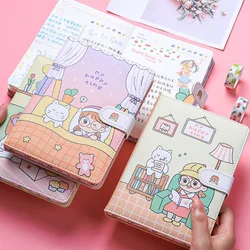 Carnet de notes à la Page intérieure, couleur mignonne, dessin animé imprimé, couverture en Pu, livre créatif rigide pour journal intime, planificateur hebdomadaire, manuel, Scrapbook 