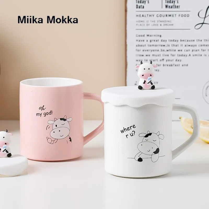 Cartoon Cute Cow Style Coffee Mug Milk Cup Breakfast Mug Ceramic Mug  Promotional Gifts Pink Blue White Water Cup Drinkware - AliExpress