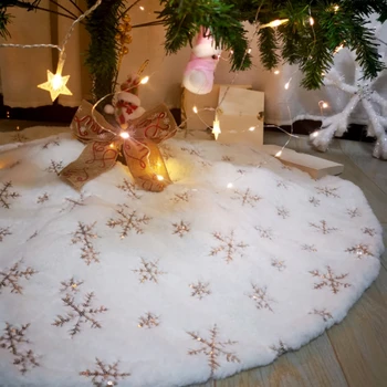 

78/90cm Christmas Tree Skirt Snowflake Sequins Carpet Base Floor Mat Cover Decor R9JC