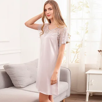 

Summer Lace Flower Ms Nightdress Long Section Net Yarn Cotton Nightgown Retro Court Style Sweet Princess Sleep Skirt Homewear