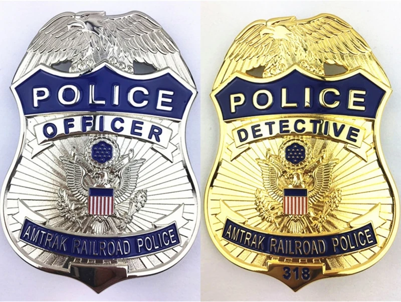 AMTRAK Railway POLICE DETECTIVE металлический значок реквизит для косплея на Хэллоуин брошь