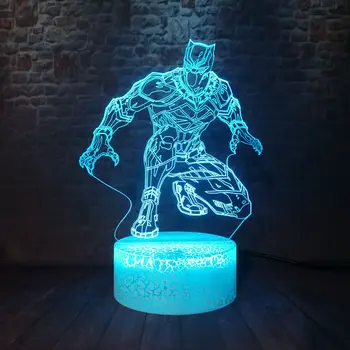 

Cool 3D Illusion LED Nightlight Colorful Changing Light Model Marvel Black Panther action & toy figure