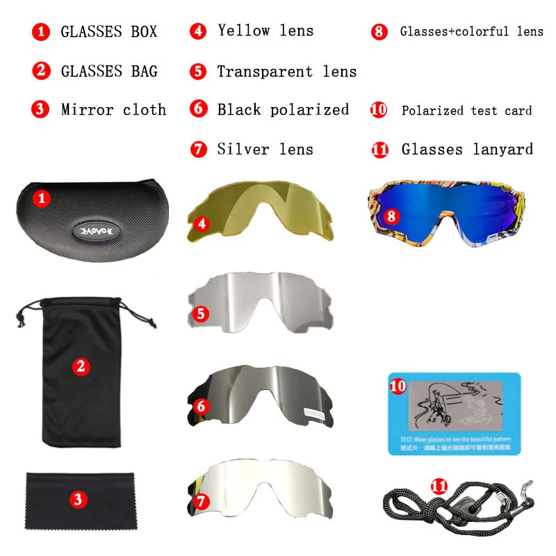 2019 Polarized 5 Lens Cycling Glasses Road Bike Cycling Eyewear Cycling Sunglasses MTB Mountain Bicycle Cycling Goggles UV400