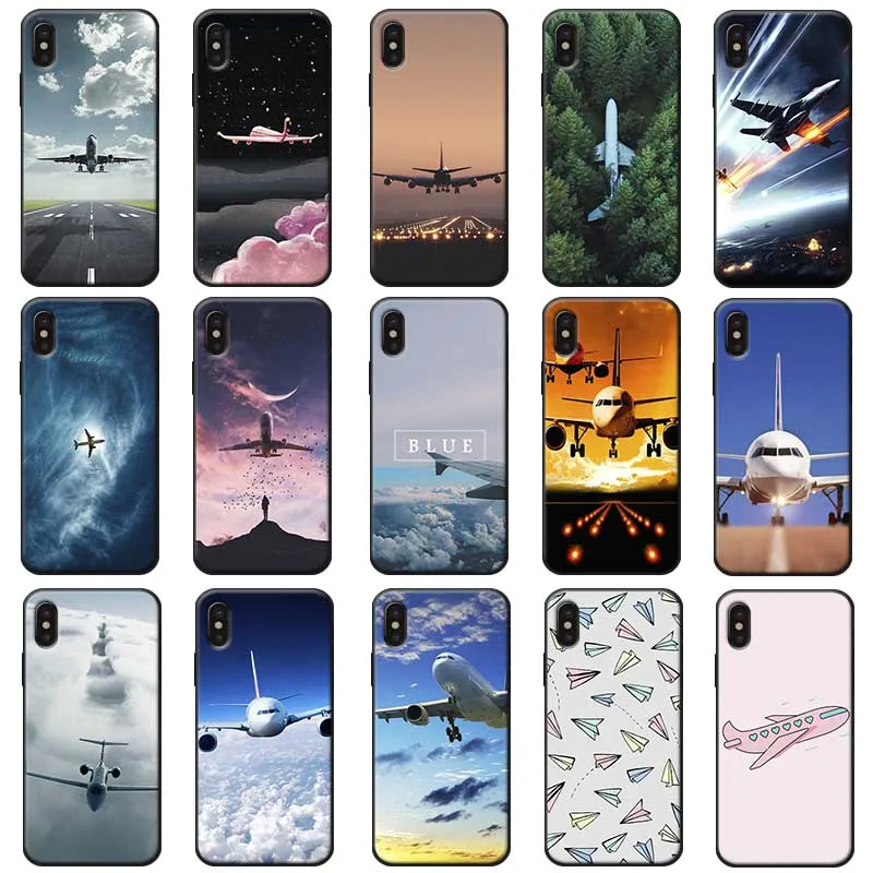 Aircraft Airplane fly travel cloud Sky Hard Soft Silicone Phone Case for iPhone X XS MAX XR 7 8 6 6S plus 5S SE |