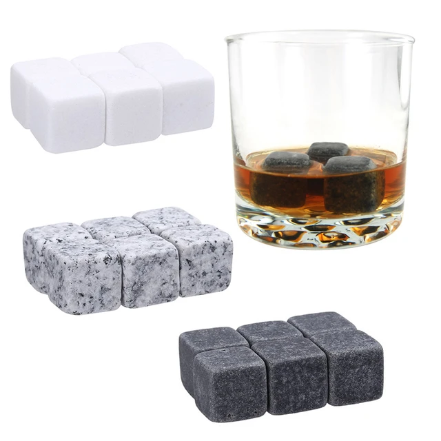 6 pièces glaçon pierre Whisky pierres sirotant glace Cube refroidisseur  réutilisable Whisky glace pierre Whisky naturel roches barre vin  refroidisseur fête cadeau de mariage - AliExpress