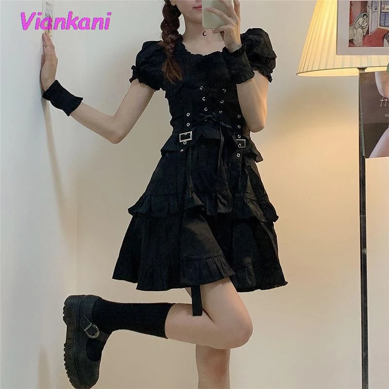 Wizard oplichter Luxe Vrouwen Gothic Lolita Jurk Punk Harajuku Mall Goth Stijl Bandage Zwarte Jurk  Emo Kleding Jurken 2022 Casual Losse Streetwear|Jurken| - AliExpress