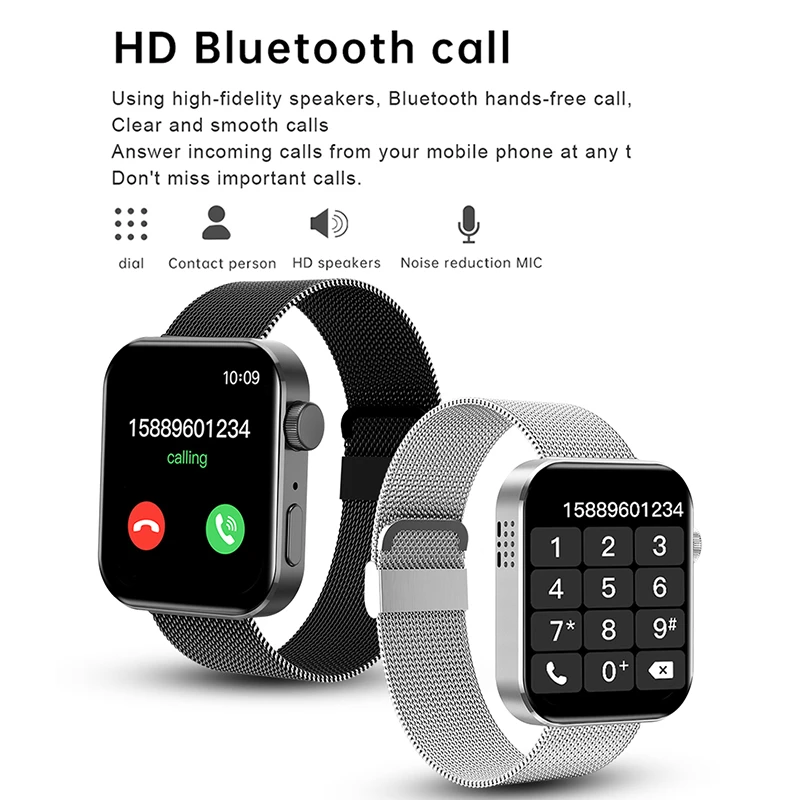 LIGE Smart Watch Men Bluetooth Call Watches Sports Pedometer Heart Rate  Blood Pressure Men Smartwatch 1.72'' Square Color Screen