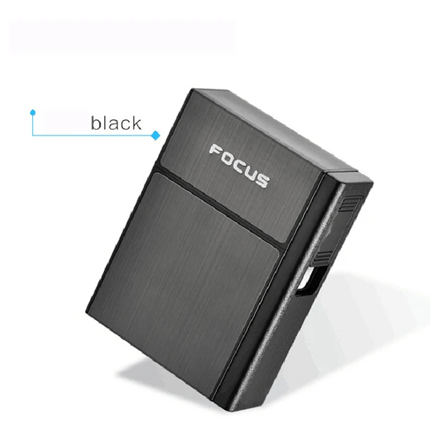 black Anpro 2-в-1 сигареты Чехол коробка USB Перезаряжаемые Зажигалка для курения, беспламенная, Алюминий сплав ветрозащищенная зажигалка - Цвет: black